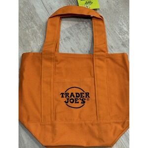 Trader Joe's Trick or Treat‎ Canvas Mini Tote Bag Orange Limited Edition NWT